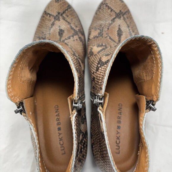 Lucky Brand Basel Snake Python Ankle Boots Booties size 9.5 - Picture 4 of 12